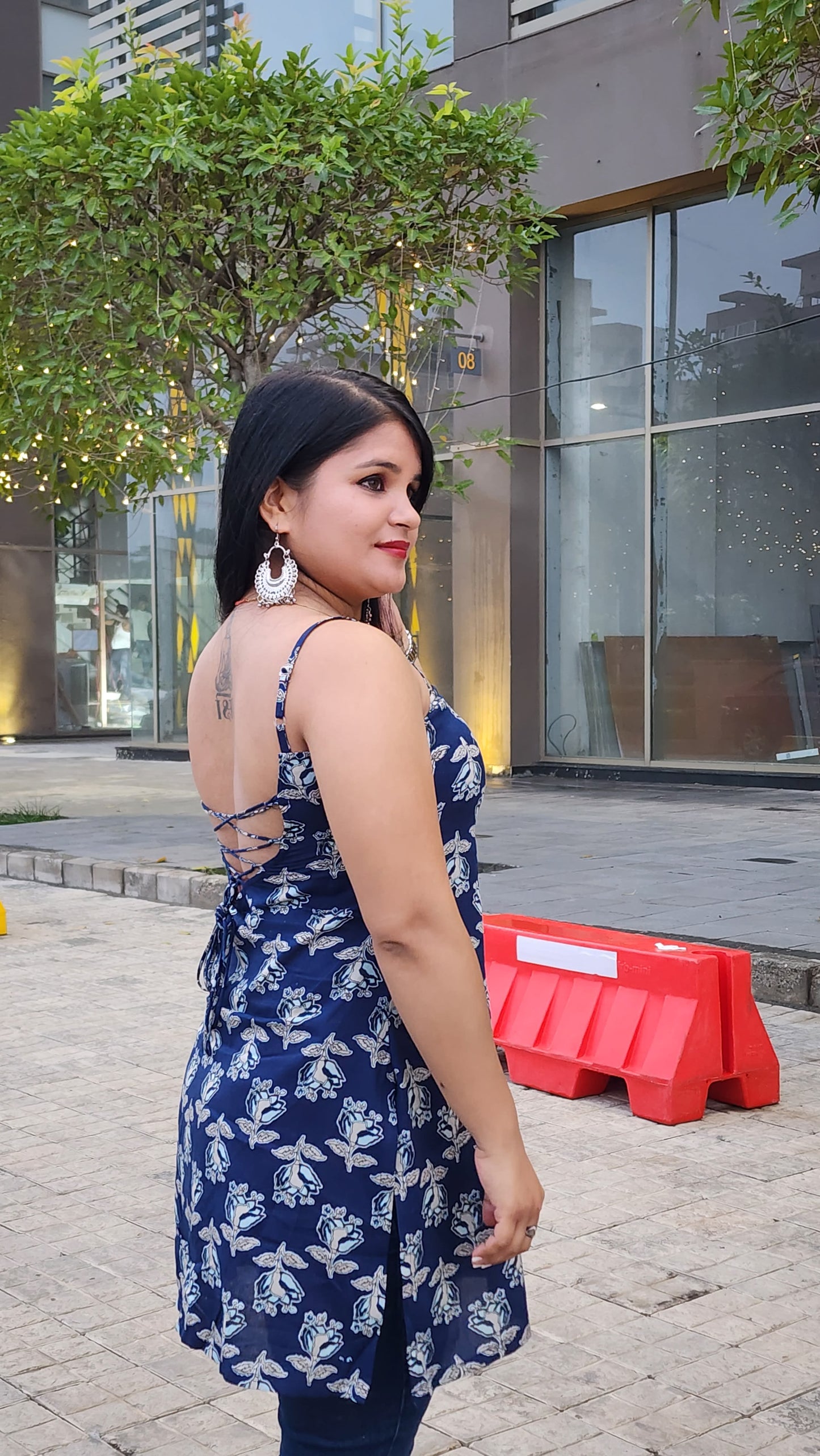 Blue Bloom strape Kurti