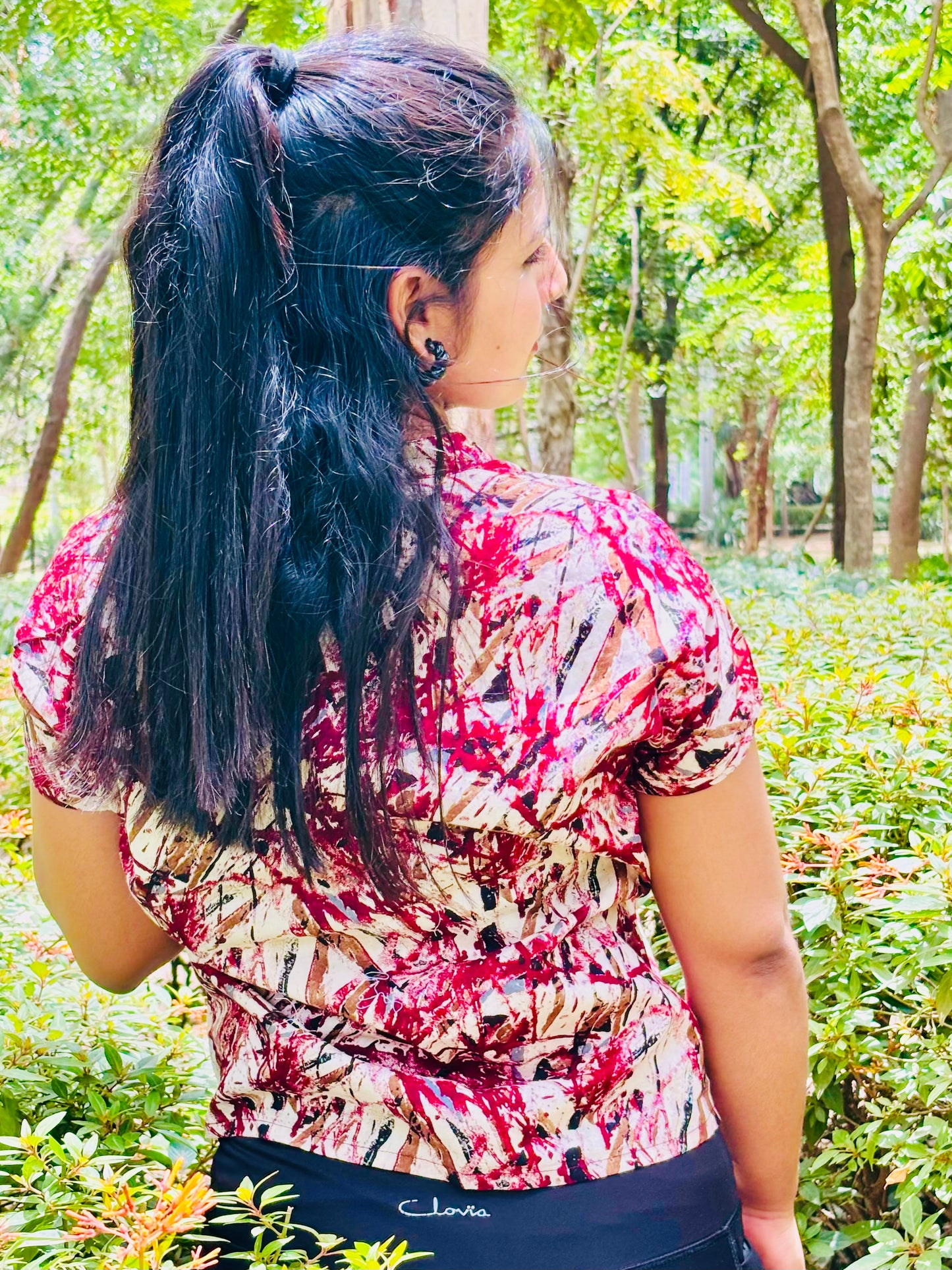 Crimson Breeze Abstract Top