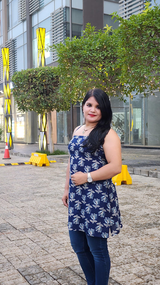 Blue Bloom strape Kurti
